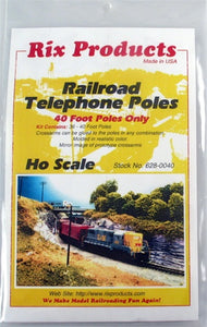 Rix Products HO 628-0040 Railroad Telephone Poles, 40' Poles Only (36)