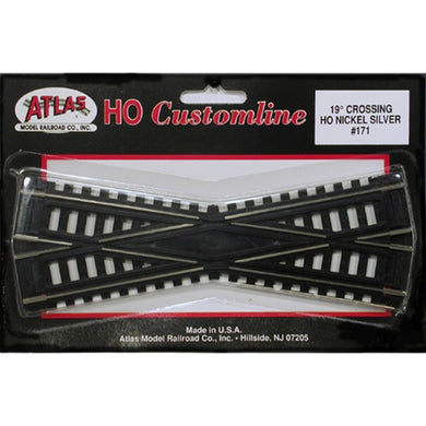Atlas HO 171 Code 100 Track 19-Degree Custom-Line Crossing